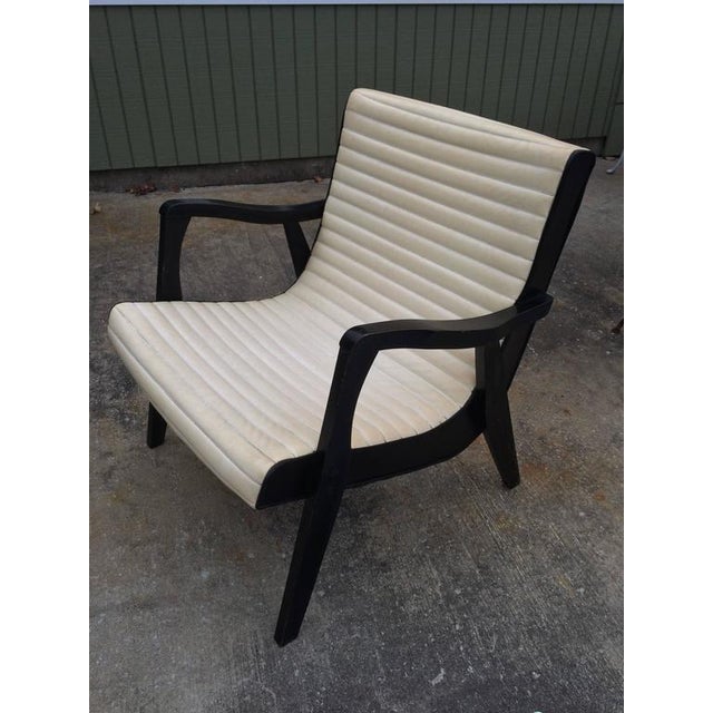 Mid-Century Black & Ivory Lounge Chair | Chairish