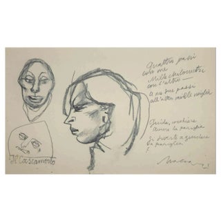 Mino Maccari, The Profile, Original Drawing, Mid -20th-Century For Sale