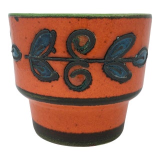Mid-Century Vulcanic Glaze Red Ceramic Planter For Sale
