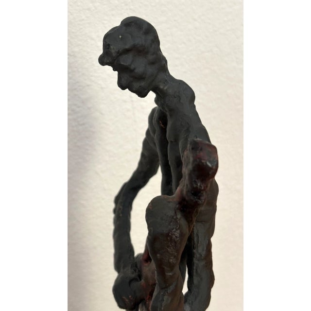Vintage Giacometti-Style Brutalist Bronze Guitarist Sculpture 25" Tall, EUC For Sale In Tampa - Image 6 of 6