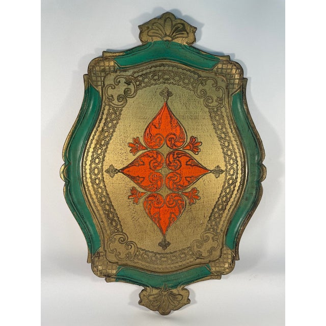Mid 20th Century Vintage Rectangular Decorative Florentine Tray, "Made in Italy" For Sale - Image 5 of 12