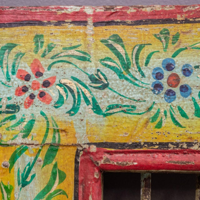 Early 20th Century Antique Folk Art Painted Window and Surround From India For Sale - Image 10 of 12