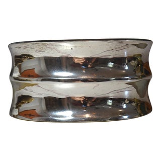 Vintage Mod Style Wide Sterling Silver Cuff Bracelet For Sale