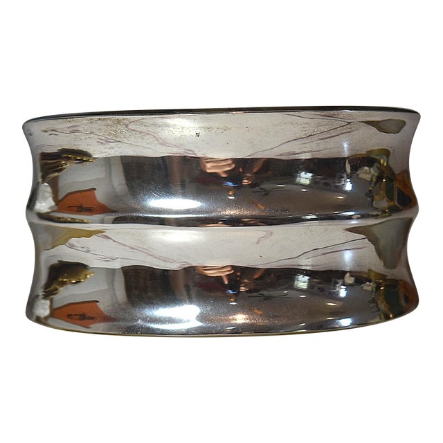 Vintage Mod Style Wide Sterling Silver Cuff Bracelet For Sale