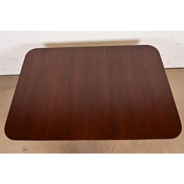 Drexel Georgian Mahogany Double Pedestal Extension Dining Table, Newly Refinished For Sale - Image 9 of 14