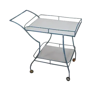 Mid Century Modern Faux Bamboo Painted Cast Aluminum Serving Cart