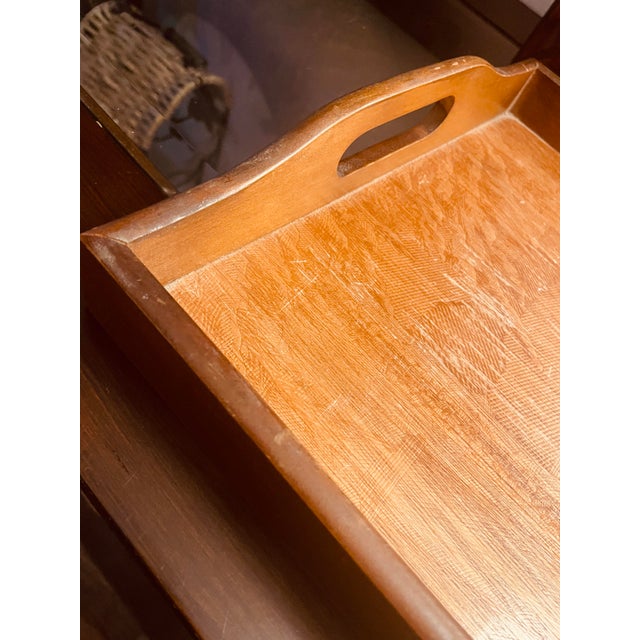 1950s Rare Hand Carved, 1950’s Nordic Teak Wood Antique Serving Tray For Sale - Image 5 of 6