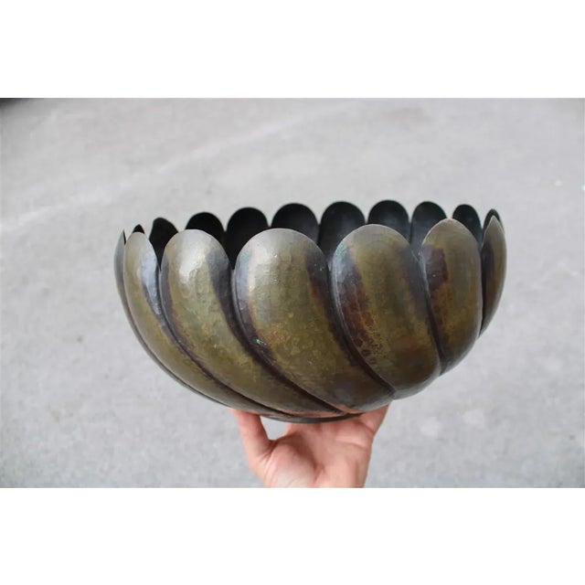 Art Deco Italian Embossed Brass Bowl by Egidio Casagrande, 1930s For Sale - Image 6 of 7