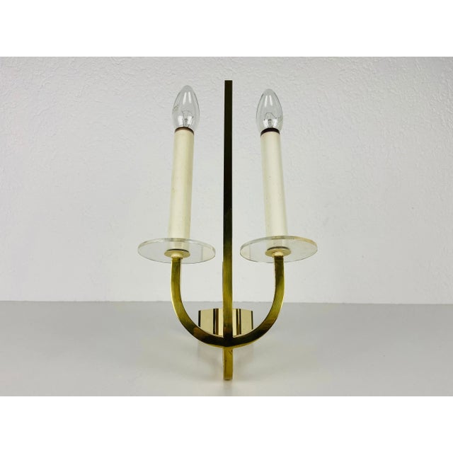 Brass and Glass Sconces, 1960s, Germany, Set of 2 For Sale - Image 3 of 10