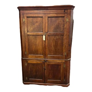 19th Century Antique Primitive Two Part Corner Cabinet For Sale