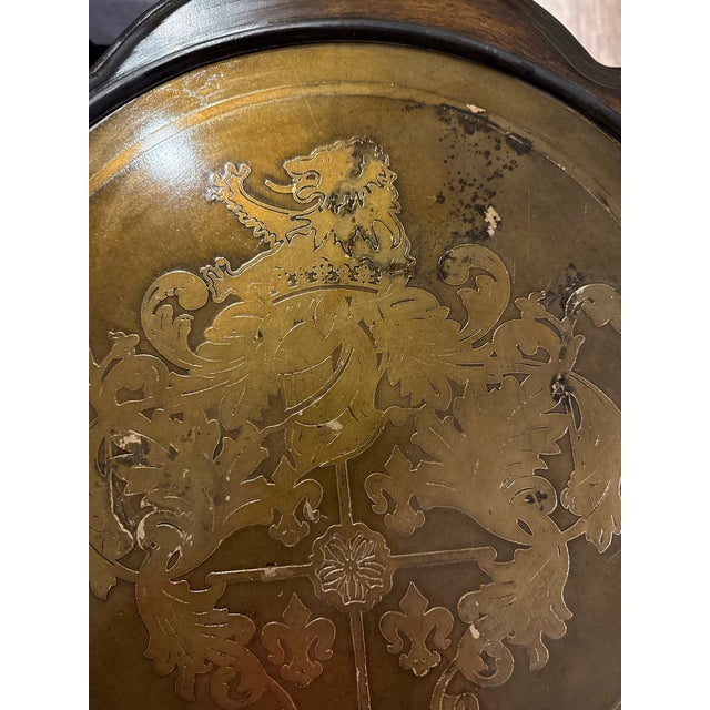 Victorian Antique Solid Wood Pedestal Table – Heraldic Crest For Sale - Image 3 of 6