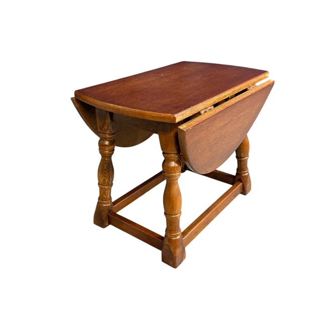 Antique Miniature Oak Drop-Leaf Table Featuring Traditional Turned Baluster Legs, 1940 For Sale - Image 14 of 15