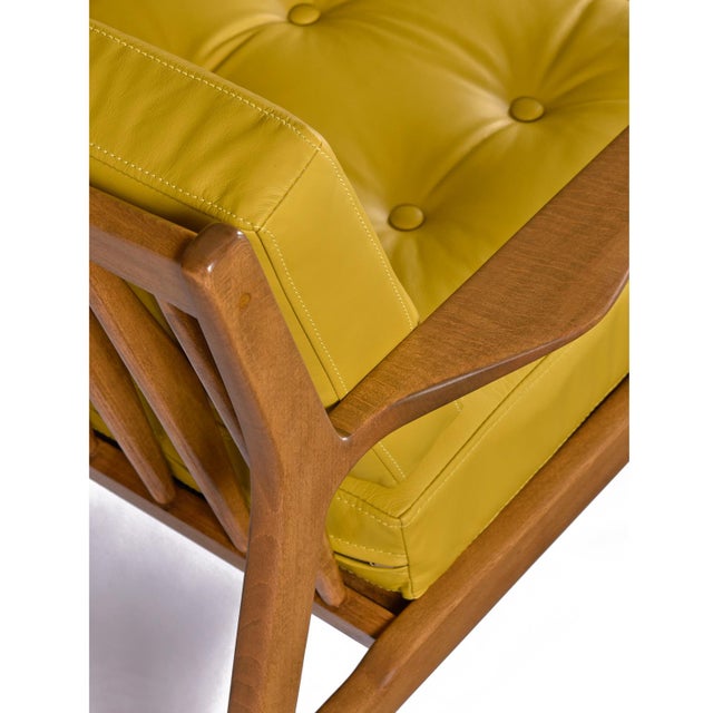 Yellow Leather Lawrence Peabody for Selig Danish Modern Danish Lounge Chairs For Sale - Image 17 of 17