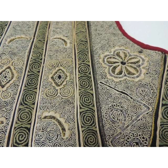 Persian Vintage Green & Gold Small Child's Persian Embroidered Vest For Sale - Image 3 of 4