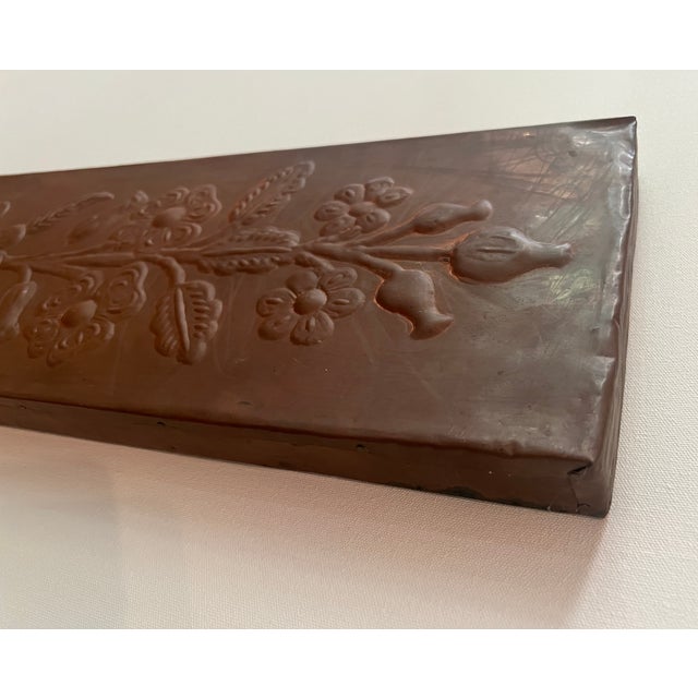 1970s Copper Hammered Floral Relief Decoration Panel For Sale - Image 4 of 14