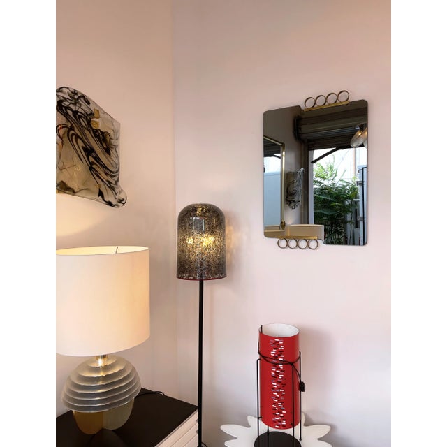 Pair of Mirrors Brass Disc Gray Tinted Glass by Modernindustria, Italy, 1970s For Sale - Image 10 of 13