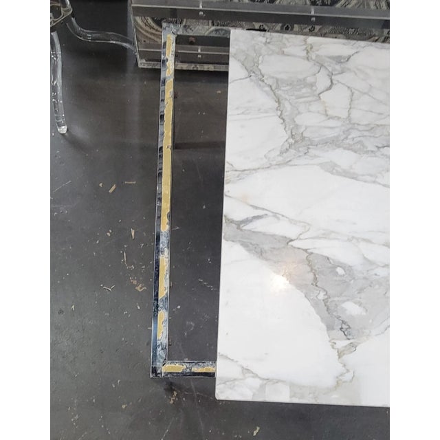 1980s Vintage Marble and Chrome End Table For Sale - Image 5 of 6