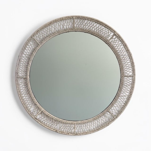 Wicker and Rattan Round Mirror 1950 For Sale - Image 12 of 12