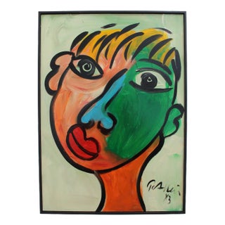 Peter Robert Keil, Portrait of a Young Man, 1983, Oil on Board, Framed For Sale