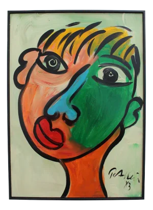 Peter Robert Keil, Portrait of a Young Man, 1983, Oil on Board, Framed