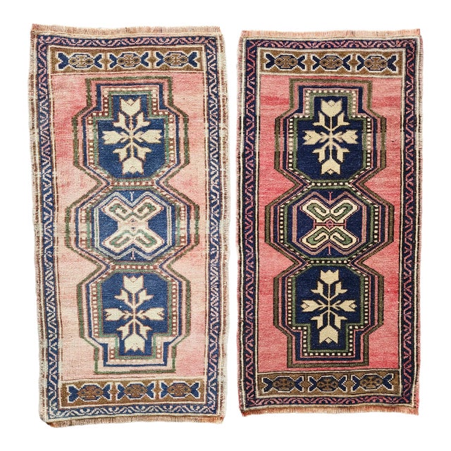 1980s Petite Turkish Oushak Wool Rugs - a Pair For Sale
