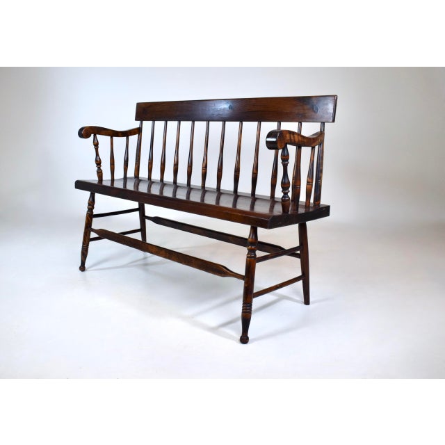 American Pine Spindle Back Deacons Bench For Sale In Philadelphia - Image 6 of 13