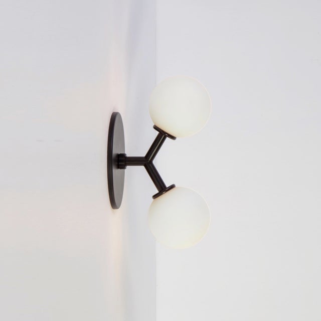 Y Sconce, Modern, 3 Inches Glass Globes, by Research.Lighting, Modern, Minimal For Sale - Image 4 of 7