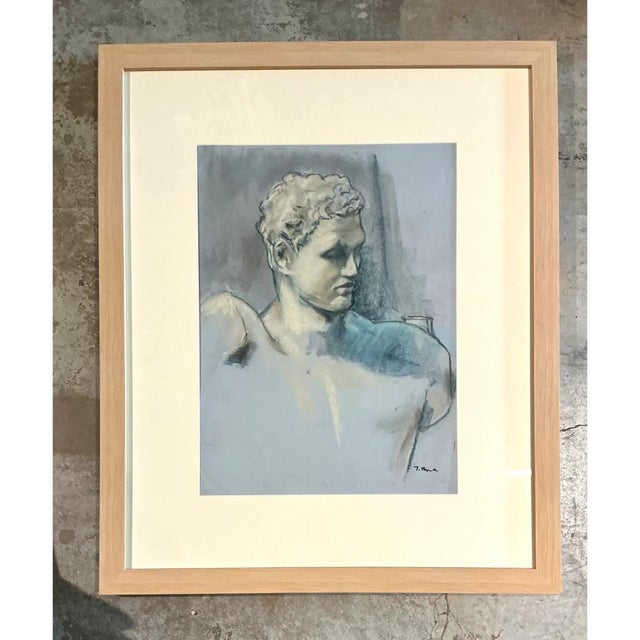 Vintage Framed Classical Bust Study on Paper For Sale - Image 10 of 12