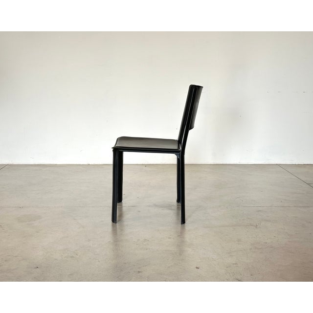 Black Leather Chairs by Cidue, 1970s, Set of 4 For Sale - Image 8 of 17