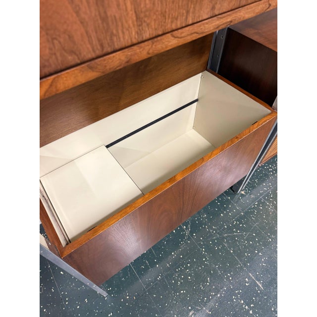 Founders Mid-Century Modern 2-Section Wall Unit With JBL L100 Century Speakers For Sale In Chicago - Image 6 of 12