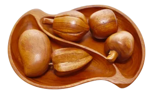 Vintage "MonkeyPod" Mid-Century Carved Wood Fruit Bowl