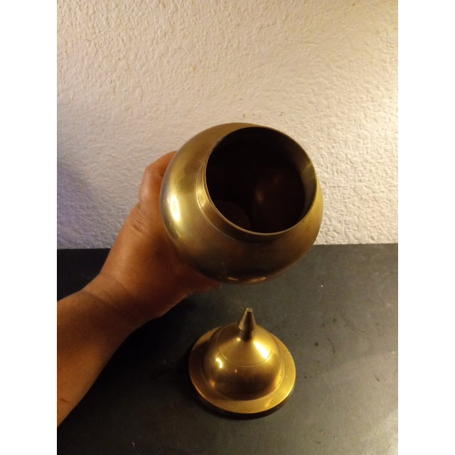 1980s Brass Lidded Urn Vase For Sale - Image 4 of 6