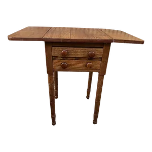 Late 19th Century. Antique Solid Oak 2 Drawer Drop Leaf Side Table.