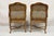 Vintage French Country Louis XV Style Upholstered Cane Lounge Arm Chairs - Pair For Sale - Image 10 of 12