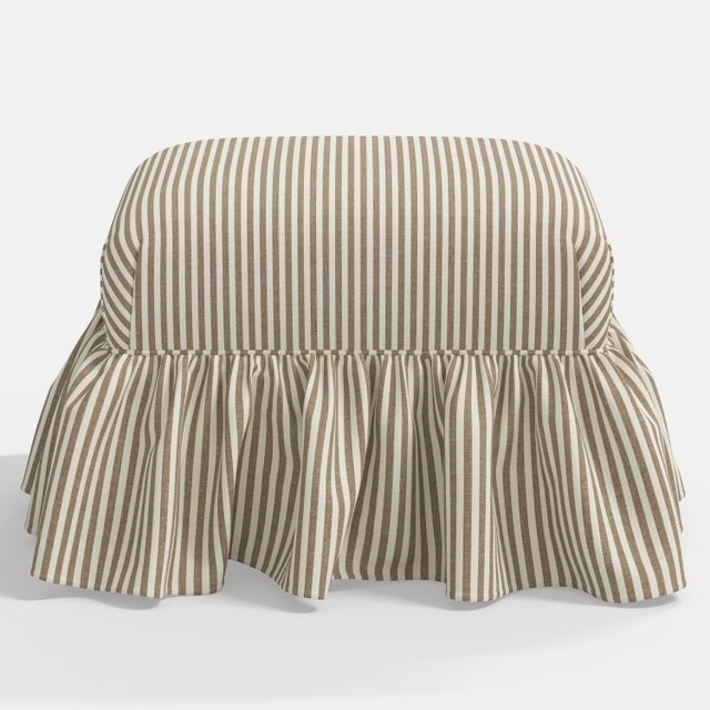 Cloth & Company Stoffer Home x Cloth & Company June Ottoman in Jane Stripe Burlap For Sale - Image 4 of 5