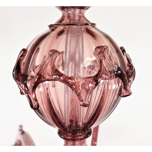 Large Mid-Century Aubergine Murano Chandelier in the Manner of Ercole Barovier For Sale - Image 11 of 16