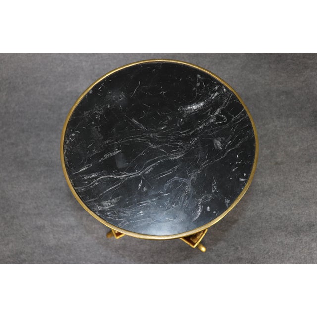 French 19th C Pair French Louis XVI Adam Weisweiler Style Ormolu & Marble Top End Table For Sale - Image 3 of 10
