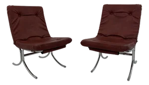 Set of Vintage Lounge Chairs in Chrome and Vinyl, 1970s