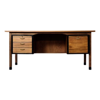 Large Mid-Century Danish Modern Brown Teak Desk, 1960s For Sale