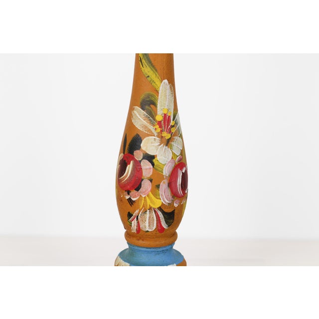 Folk Art 1970's Italian Folk Art Tall Hand-Painted Wooden Pepper Mill For Sale - Image 3 of 11