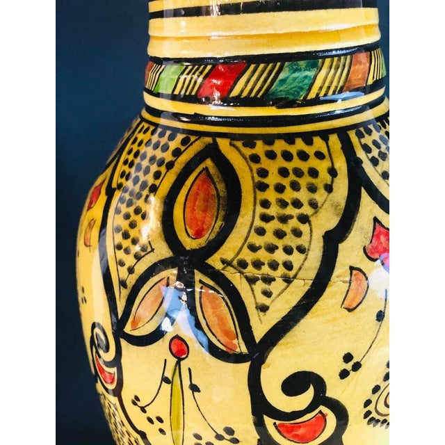 Vintage Moroccan Pottery Yellow Vase For Sale - Image 10 of 12
