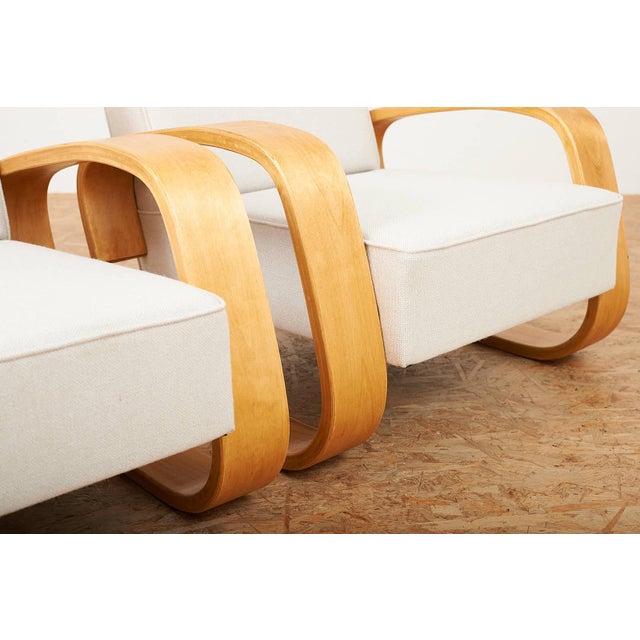 Wood Tank Cantilever Chairs in Birch Plywood by Alvar Aalto, Set of 2 For Sale - Image 7 of 13