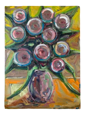 Late 20th Century Abstract Floral Still Life Oil Painting on Canvas