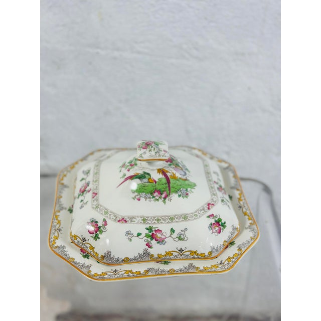 Metal Vintage Chinoiserie Covered Serving Dish For Sale - Image 7 of 8