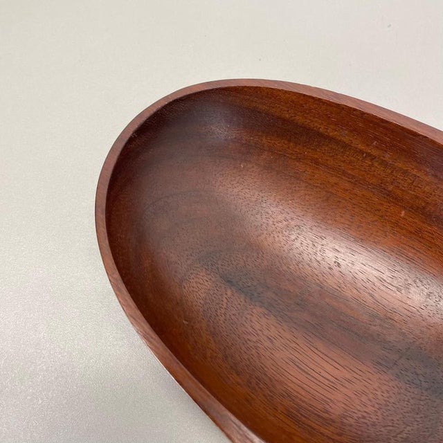 Large Teak Bowl with Brass and Leather Handle from Carl Auböck, Austria, 1950s For Sale - Image 12 of 18
