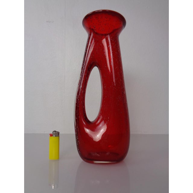 Red Italian Murano glass vase from the 1960s.