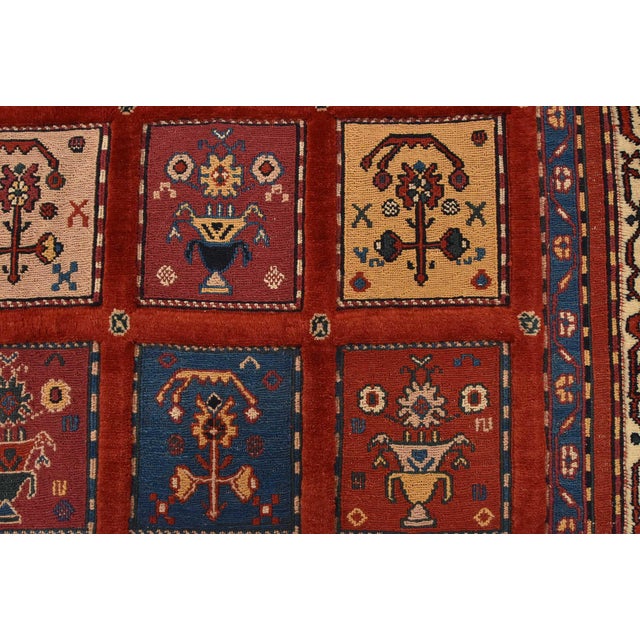 Gabbeh Rug 5′ X 6’4” Red Wool Vintage Tribal Hand-Knotted Oriental Carpet For Sale - Image 9 of 14
