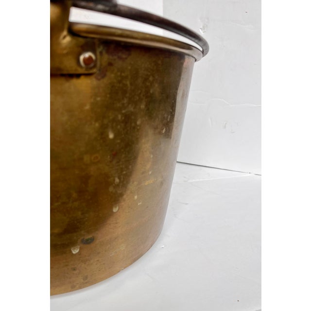 Late 1800s Brass Pot/Cauldron/Planter With Hand Forged Iron Handle For Sale - Image 4 of 15