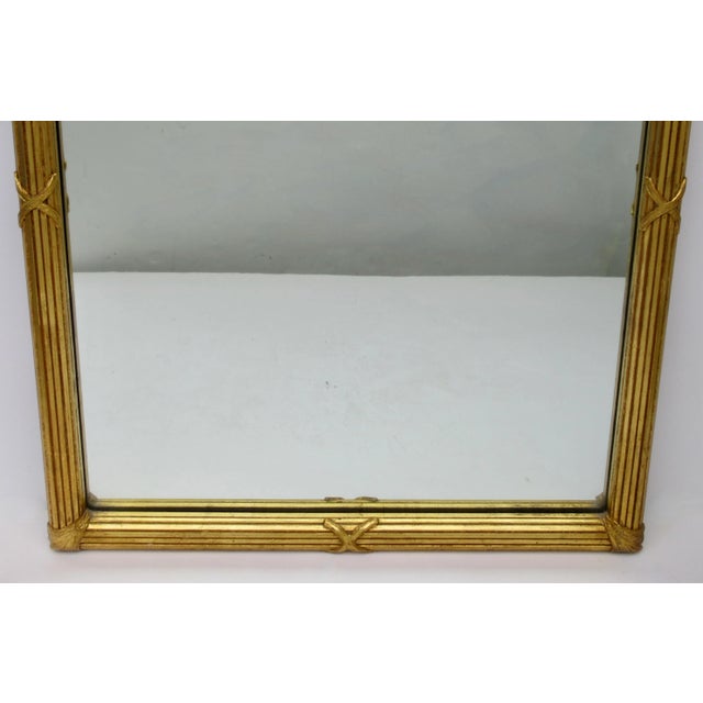 Vintage Hollywood Regency Carved Wood, Gilded Gold Leaf Overlay Wall or Pier Mirror Mitered Corners For Sale - Image 11 of 12
