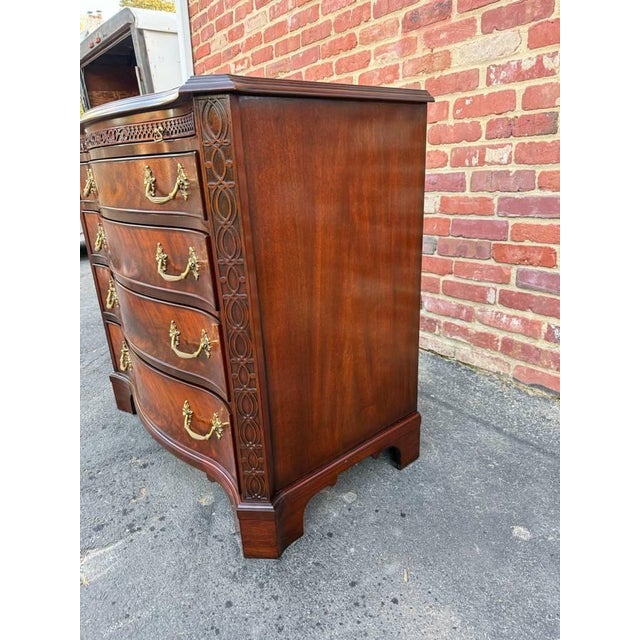 Pair of Henkel Harris Chippendale Style Serpentine Top Bachelor Chest of Drawers For Sale - Image 9 of 15